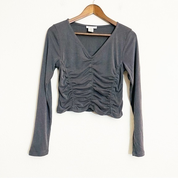 Urban Romantic Long Sleeve Striped Crop Tops Size large - Picture 1 of 8